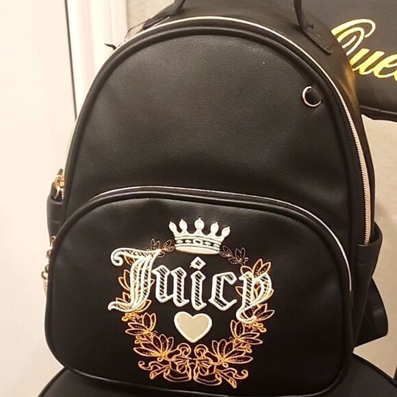 Juicy Couture Licorice Heritage Crown & Heart Logo Backpack - Picture 2 of 7